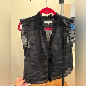 FRAME black linen top M